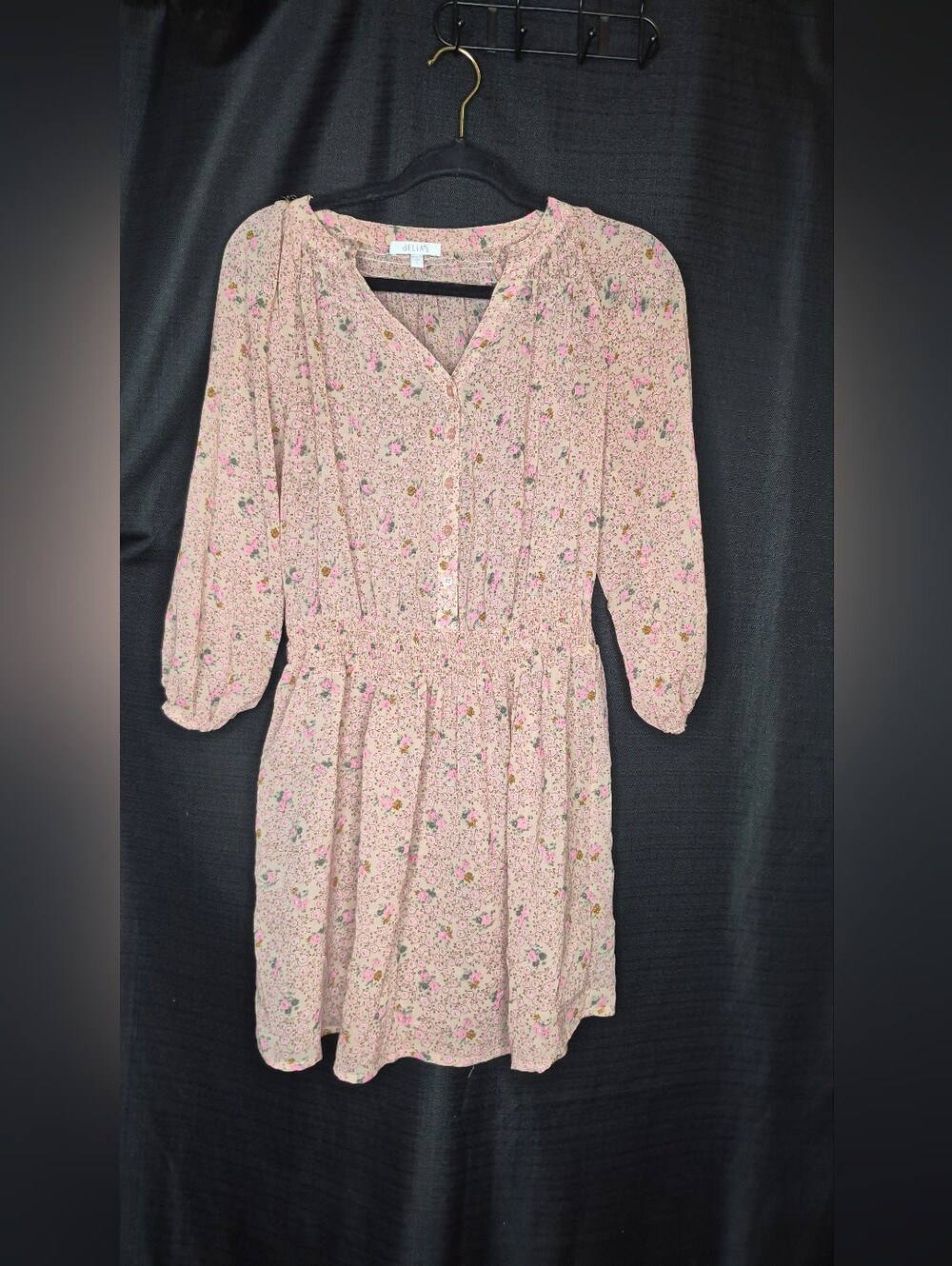 Floral Pink Knit-Waist Women's Dress